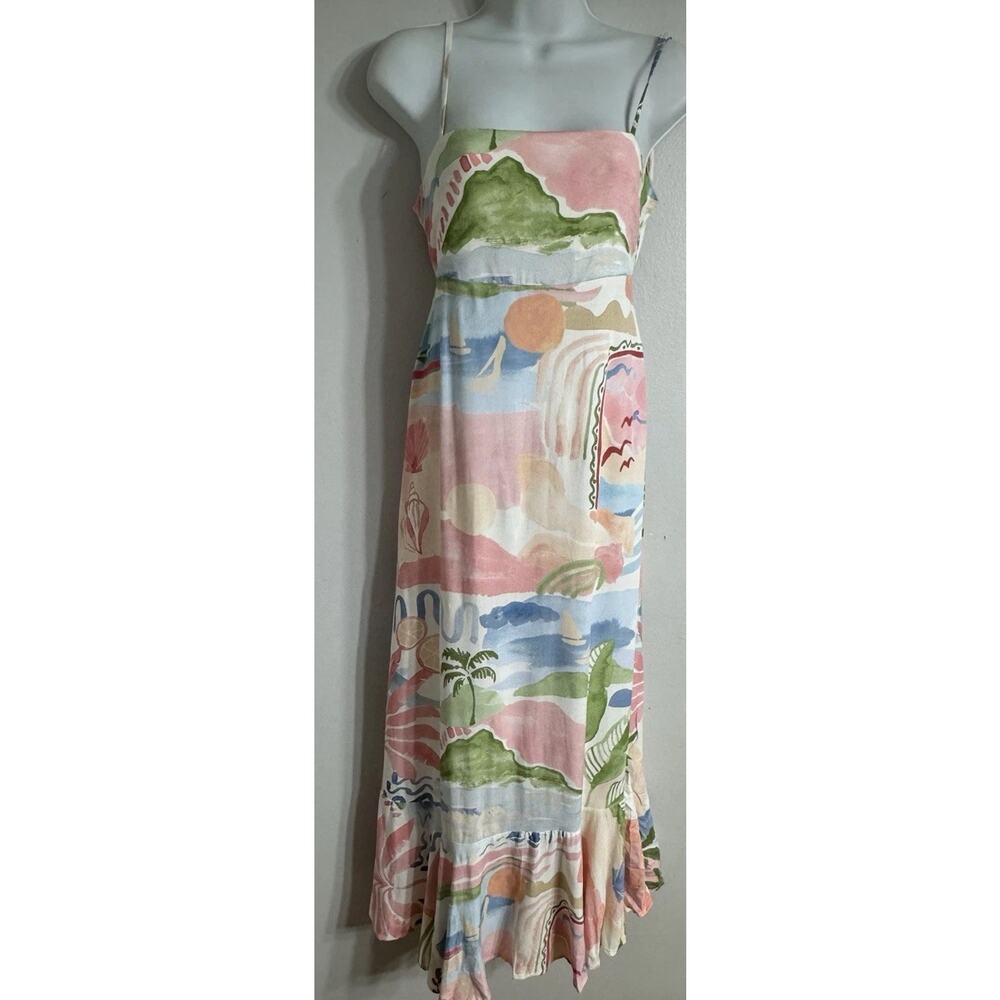 Paper Heart Maxi Dress Women’s XS Island Tropical Print Cut Out Ruffle Hem NWT - Picture 5 of 14